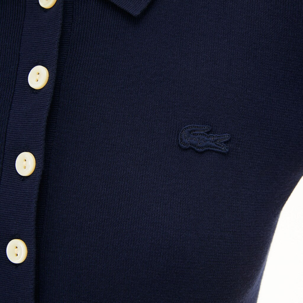 Womens Wo  Buttoned Polo Collar Sweater | Lacoste Navy Blue • 166