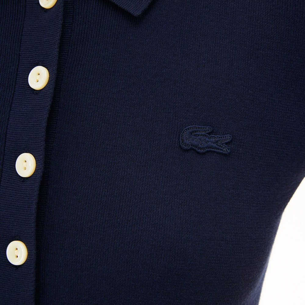 Womens Wo  Buttoned Polo Collar Sweater | Lacoste Navy Blue • 166