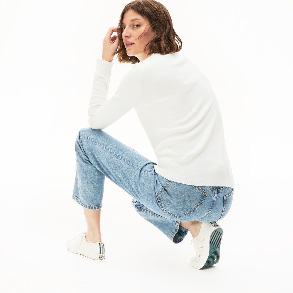 Womens Wo  Cotton Crew Neck Sweater | Lacoste White • 70V