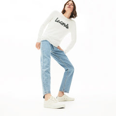 Womens Wo  Cotton Crew Neck Sweater | Lacoste White • 70V