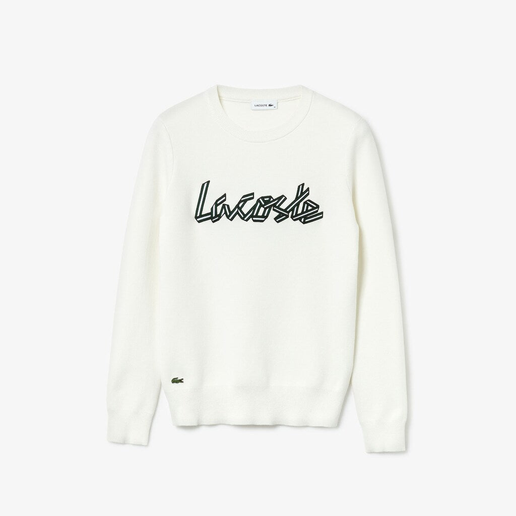 Womens Wo  Cotton Crew Neck Sweater | Lacoste White • 70V