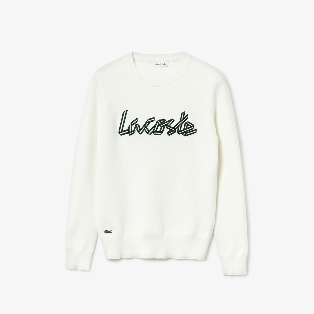 Womens Wo  Cotton Crew Neck Sweater | Lacoste White • 70V