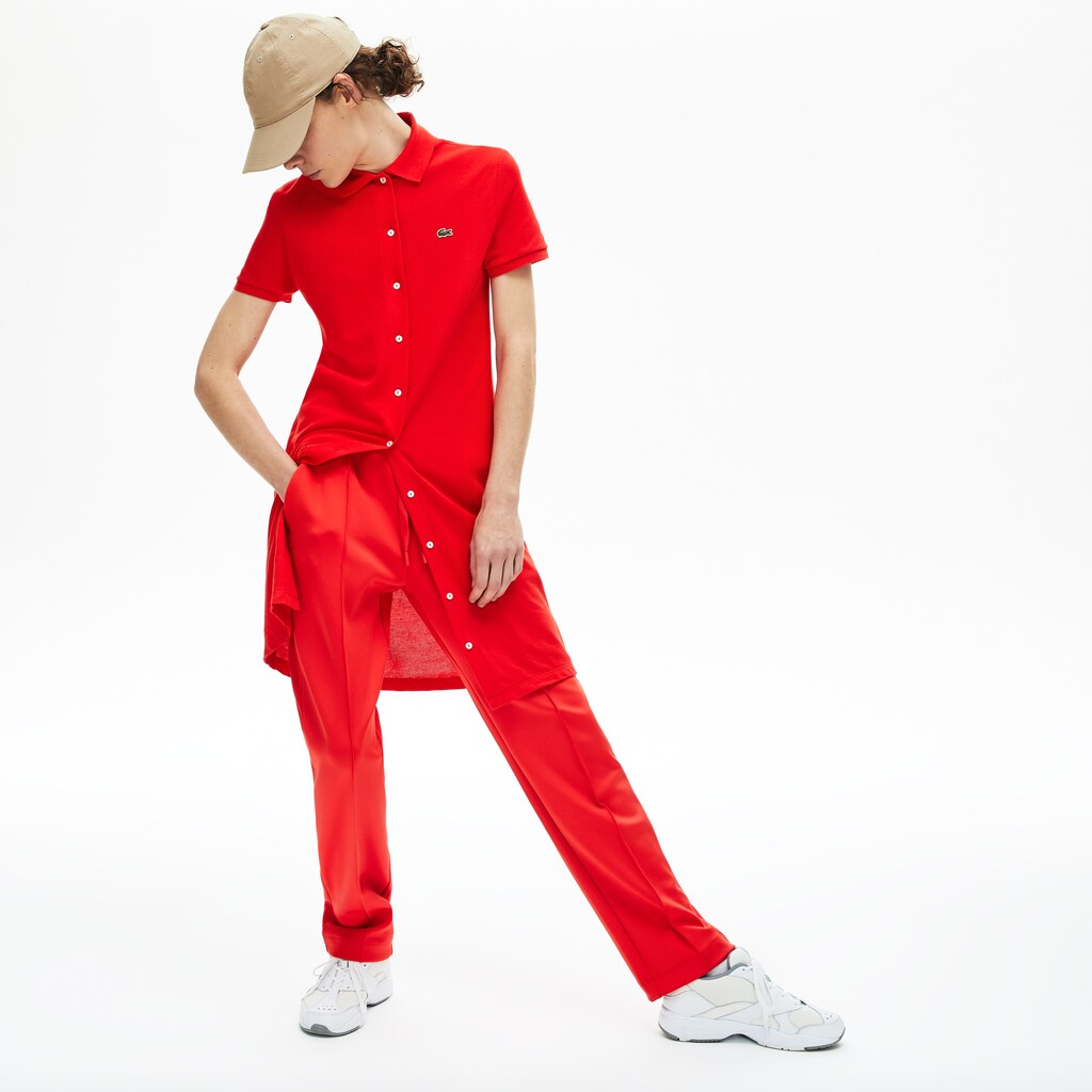 Womens Wo  Cotton Piqué Buttoned Polo Dress | Lacoste Red • S5H