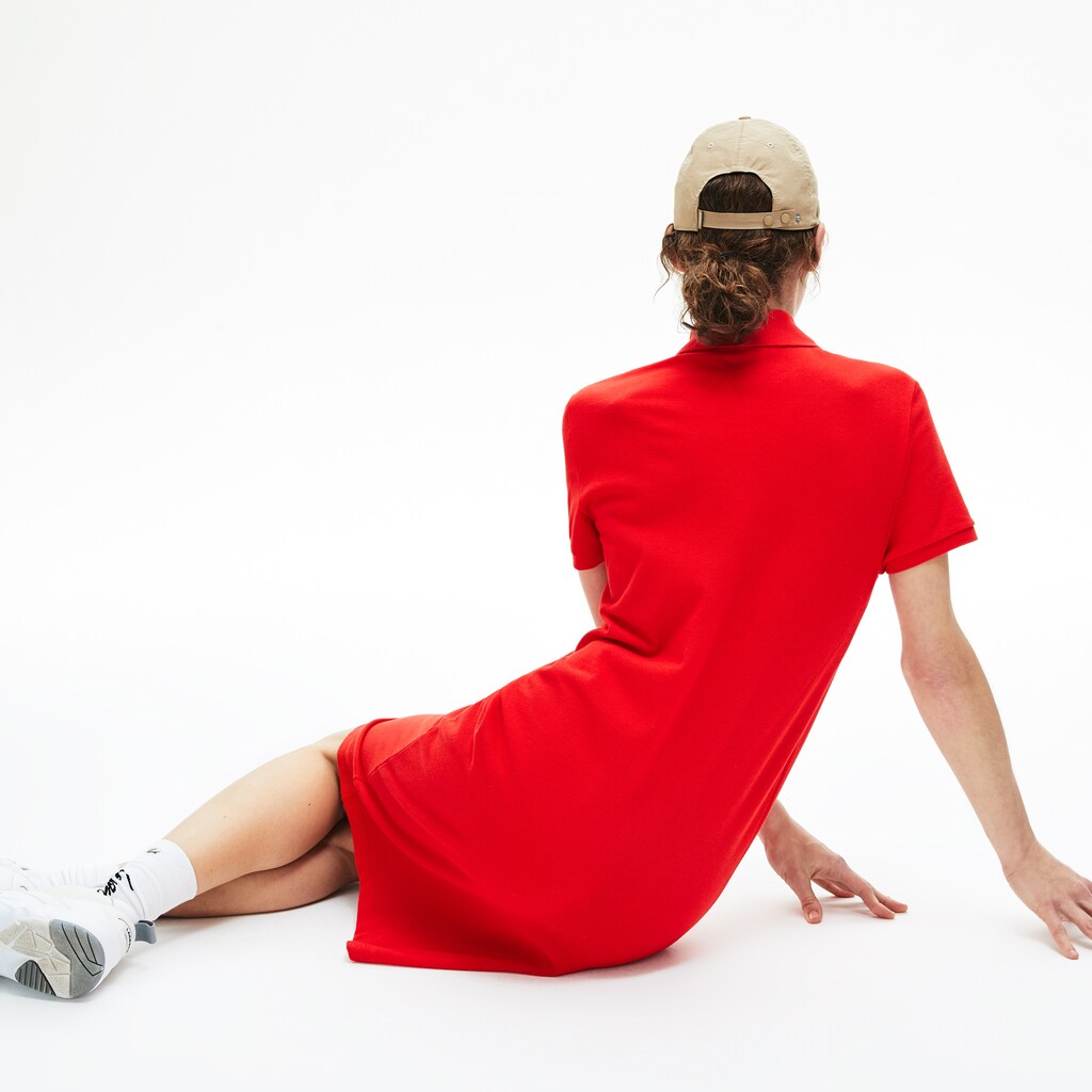 Womens Wo  Cotton Piqué Buttoned Polo Dress | Lacoste Red • S5H