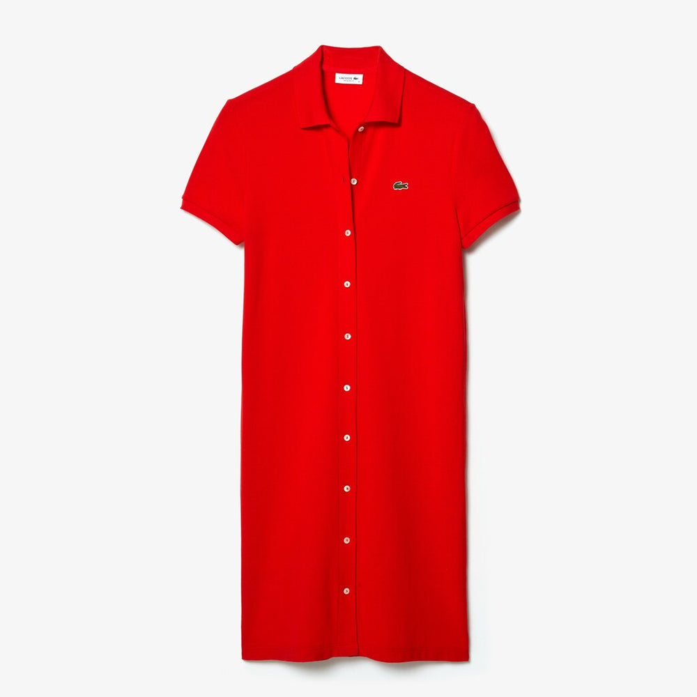 Womens Wo  Cotton Piqué Buttoned Polo Dress | Lacoste Red • S5H