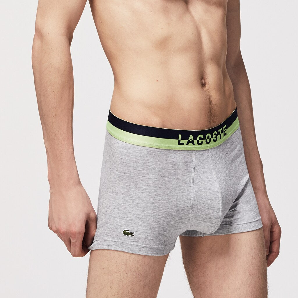 Mens Pack Of 3 Casual Plain-Colored Boxers | Lacoste Navy Blue / Grey Chine / Navy Blue • W08