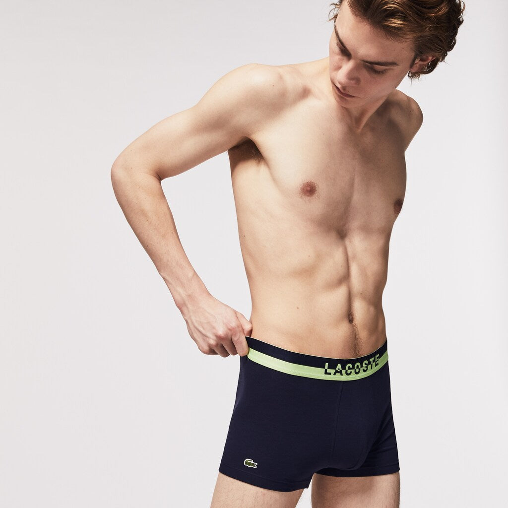 Mens Pack Of 3 Casual Plain-Colored Boxers | Lacoste Navy Blue / Grey Chine / Navy Blue • W08