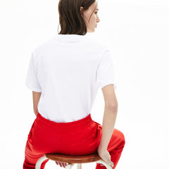 Womens Wo  V-Neck Premium Cotton T-Shirt | Lacoste White • 001