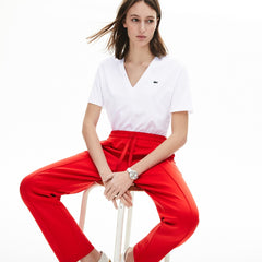 Womens Wo  V-Neck Premium Cotton T-Shirt | Lacoste White • 001