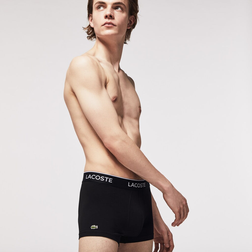 Mens Pack Of 3 Casual Black Boxer Briefs | Lacoste Black • 031