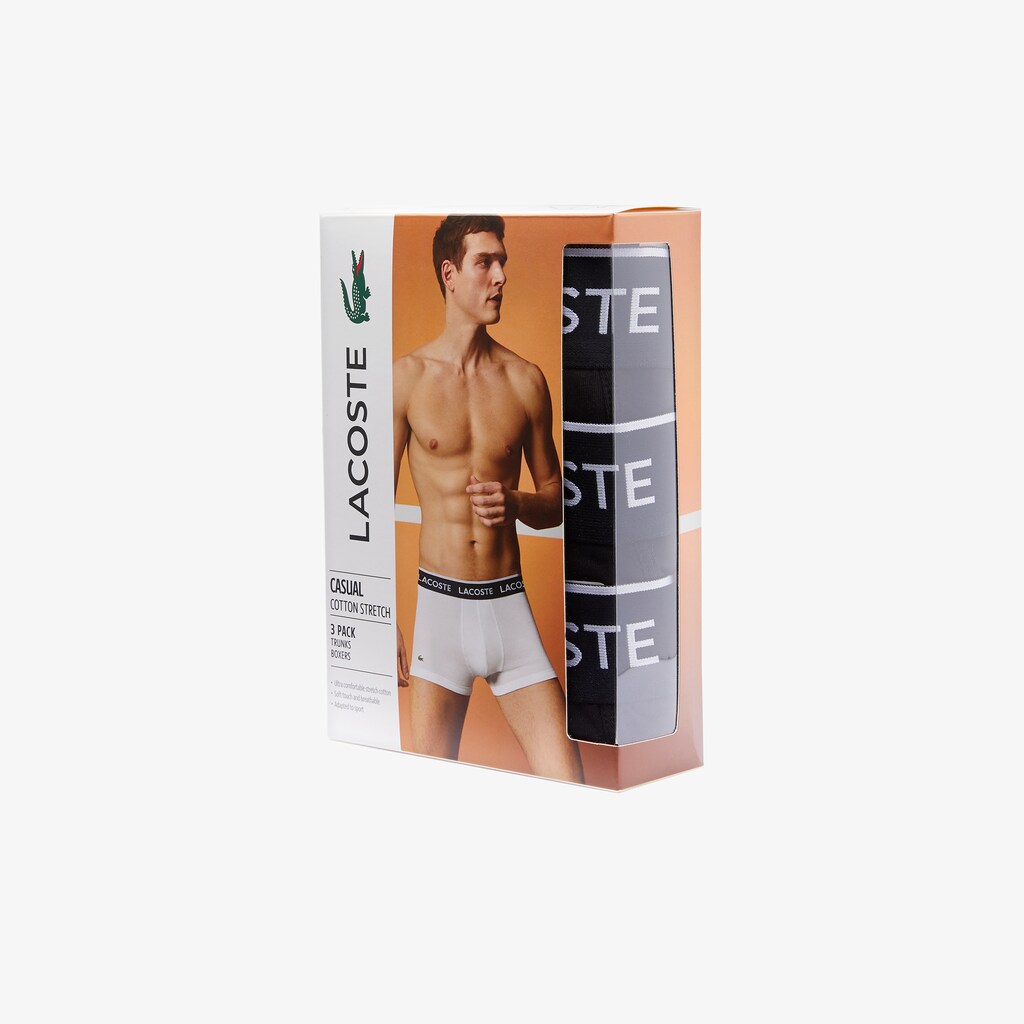 Mens Pack Of 3 Casual Black Boxer Briefs | Lacoste Black • 031