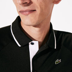 Mens   SPORT Breathable Golf Polo Shirt | Lacoste Black / White • 258