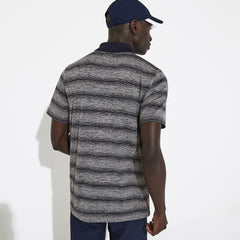 Mens   SPORT Striped Breathable Golf Polo Shirt | Lacoste Grey Chine / Navy Blue • Uvn