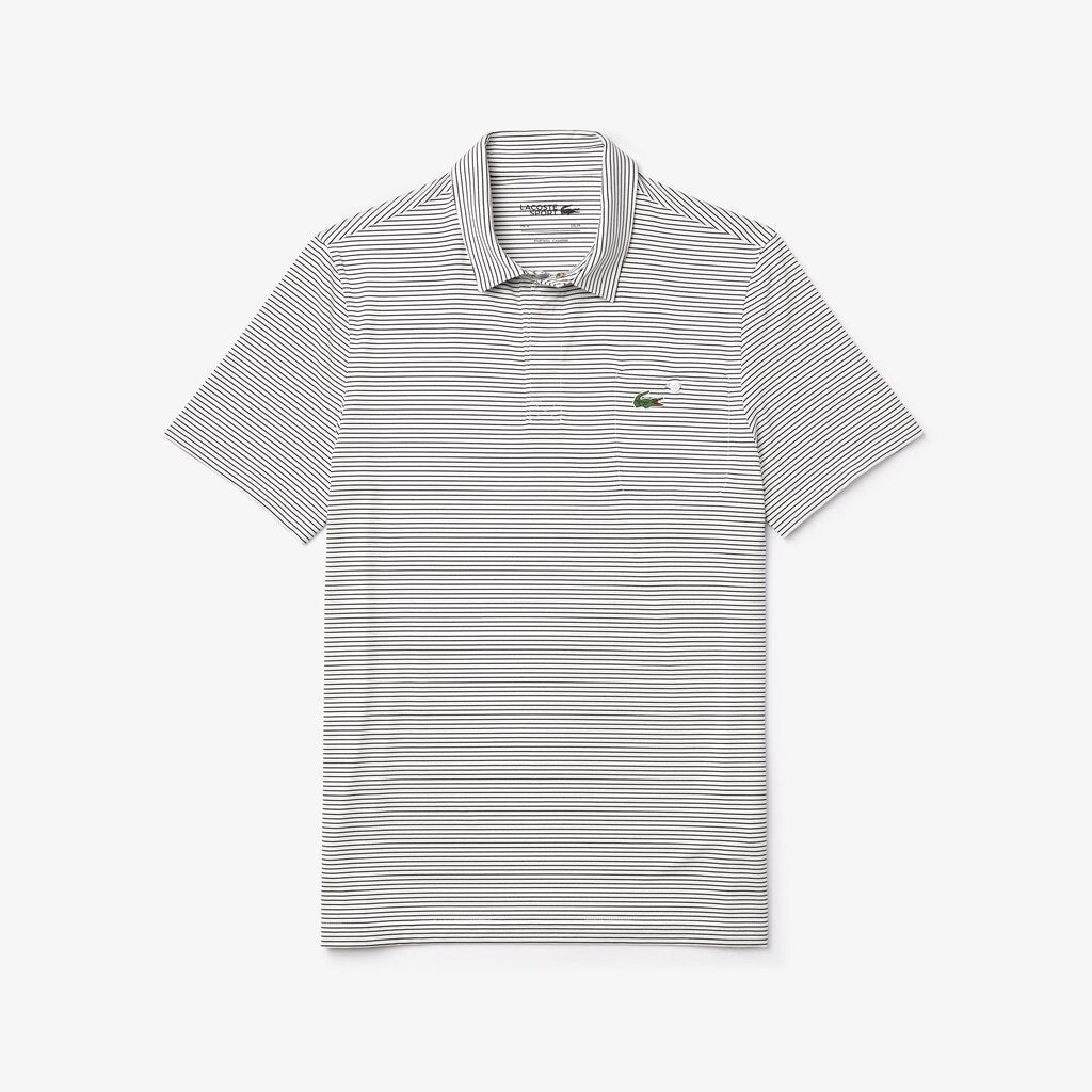 Mens   SPORT Breathable Striped Golf Polo Shirt | Lacoste White / Purple • Xt1