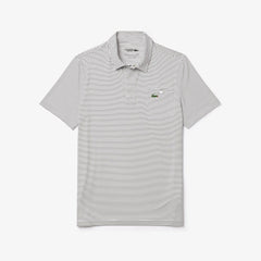 Mens   SPORT Breathable Striped Golf Polo Shirt | Lacoste White / Purple • Xt1