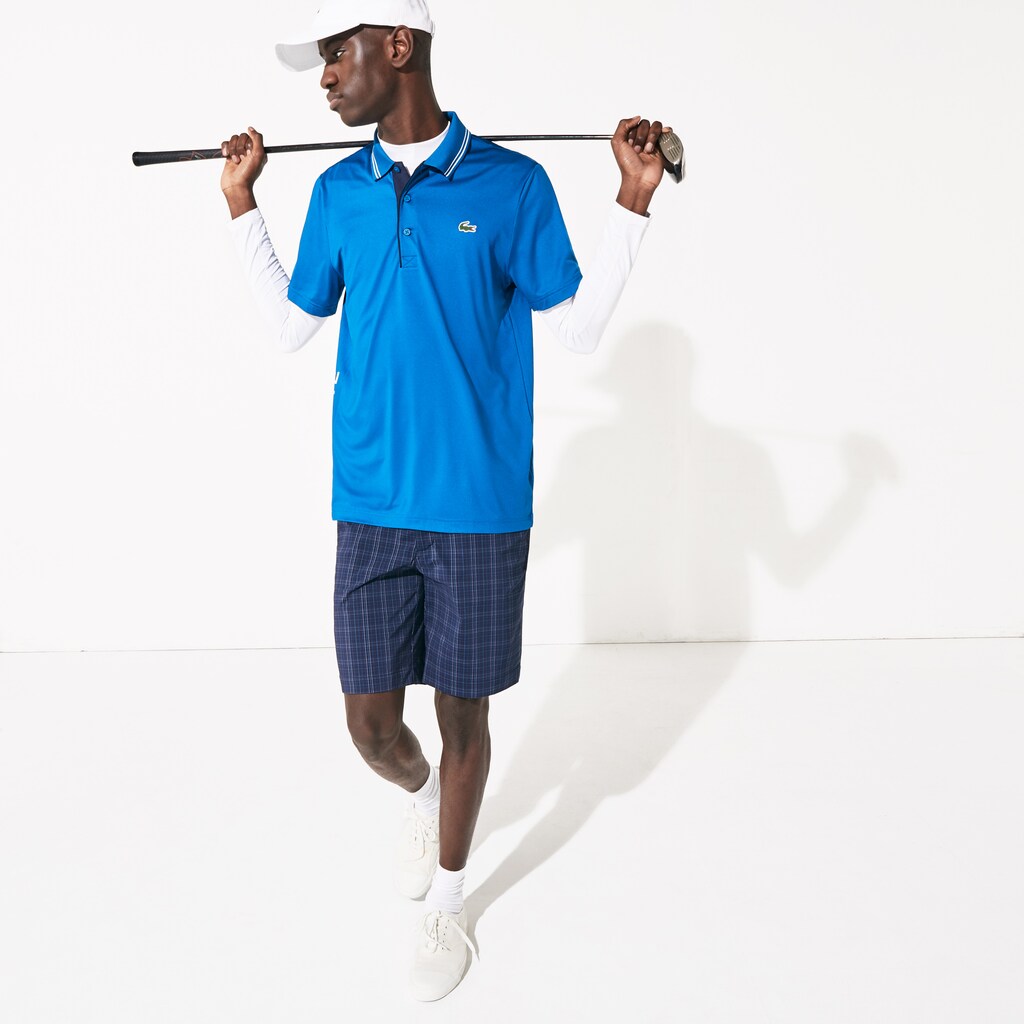 Mens   SPORT Signature Breathable Golf Polo Shirt | Lacoste Blue / Navy Blue / White • Ps2