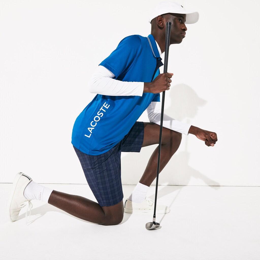 Mens   SPORT Signature Breathable Golf Polo Shirt | Lacoste Blue / Navy Blue / White • Ps2