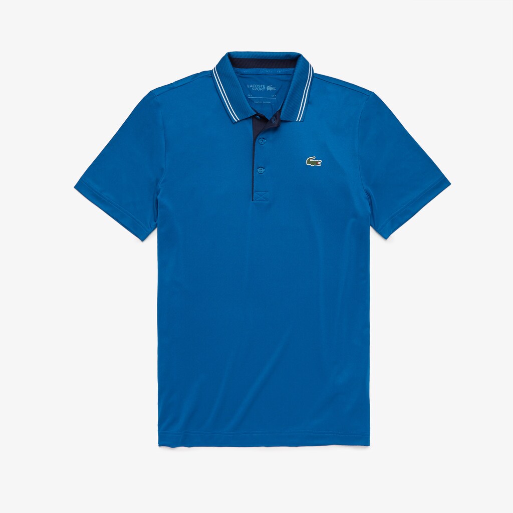 Mens   SPORT Signature Breathable Golf Polo Shirt | Lacoste Blue / Navy Blue / White • Ps2