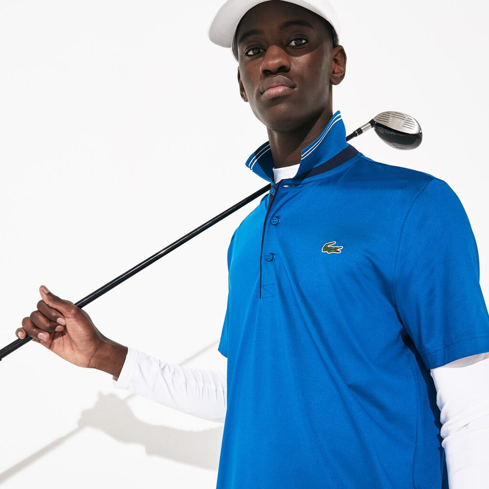 Mens   SPORT Signature Breathable Golf Polo Shirt | Lacoste Blue / Navy Blue / White • Ps2
