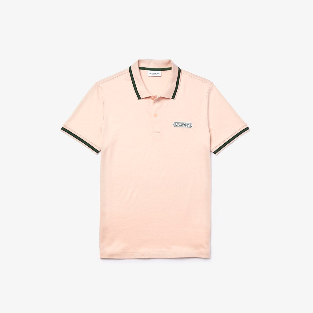 Mens   Heritage Badge Polo Shirt | Lacoste Light Pink / Black / Green • La4