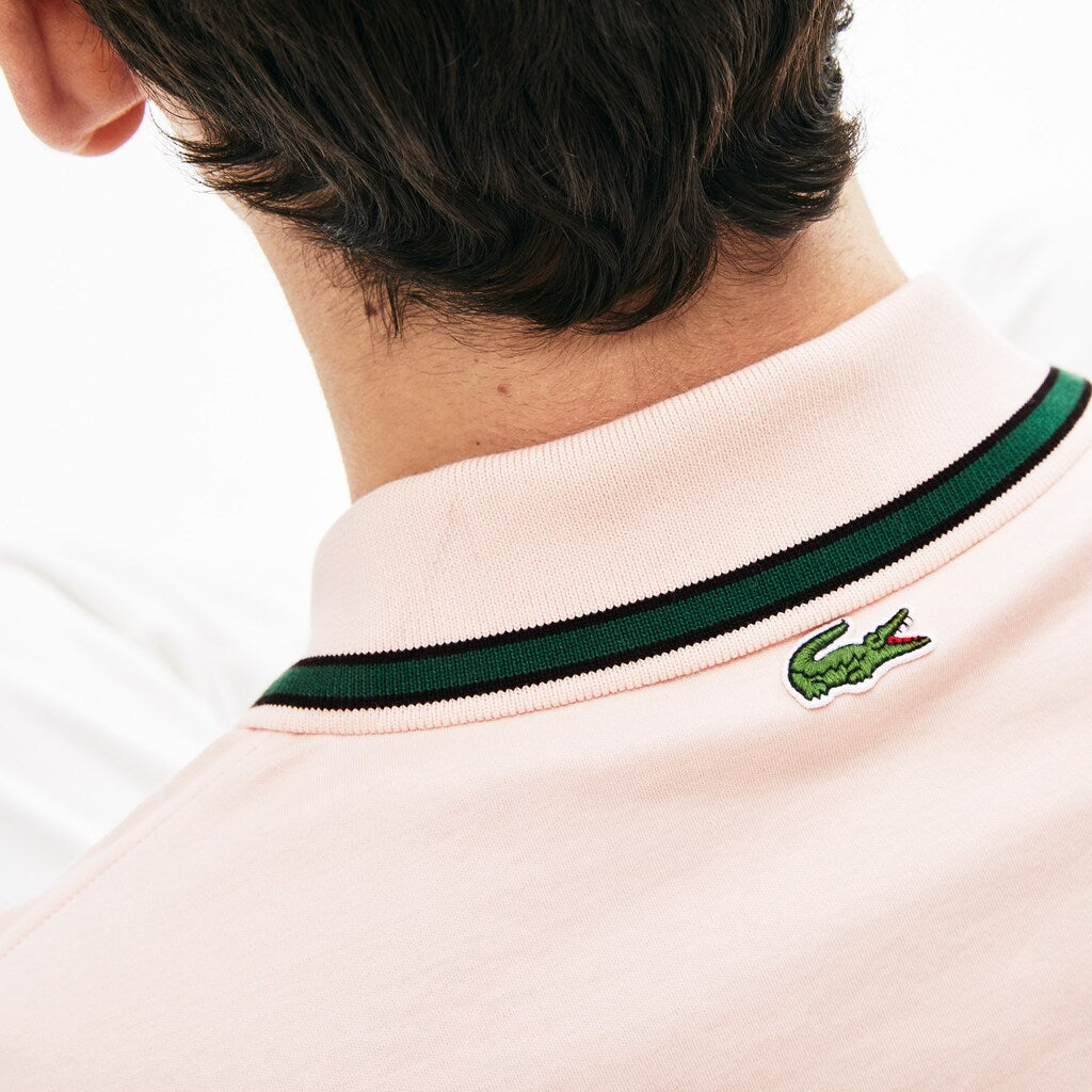 Mens   Heritage Badge Polo Shirt | Lacoste Light Pink / Black / Green • La4