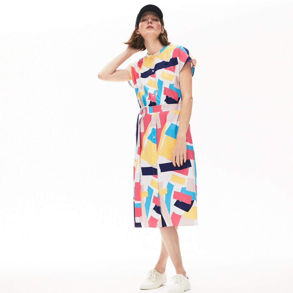 Womens Wo  Abstract-Print  Shirtdress | Lacoste White • Sbh