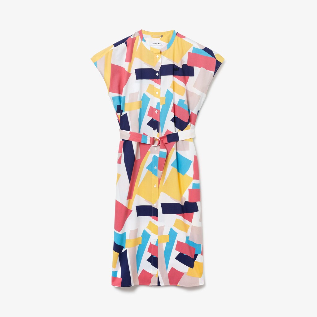 Womens Wo  Abstract-Print  Shirtdress | Lacoste White • Sbh