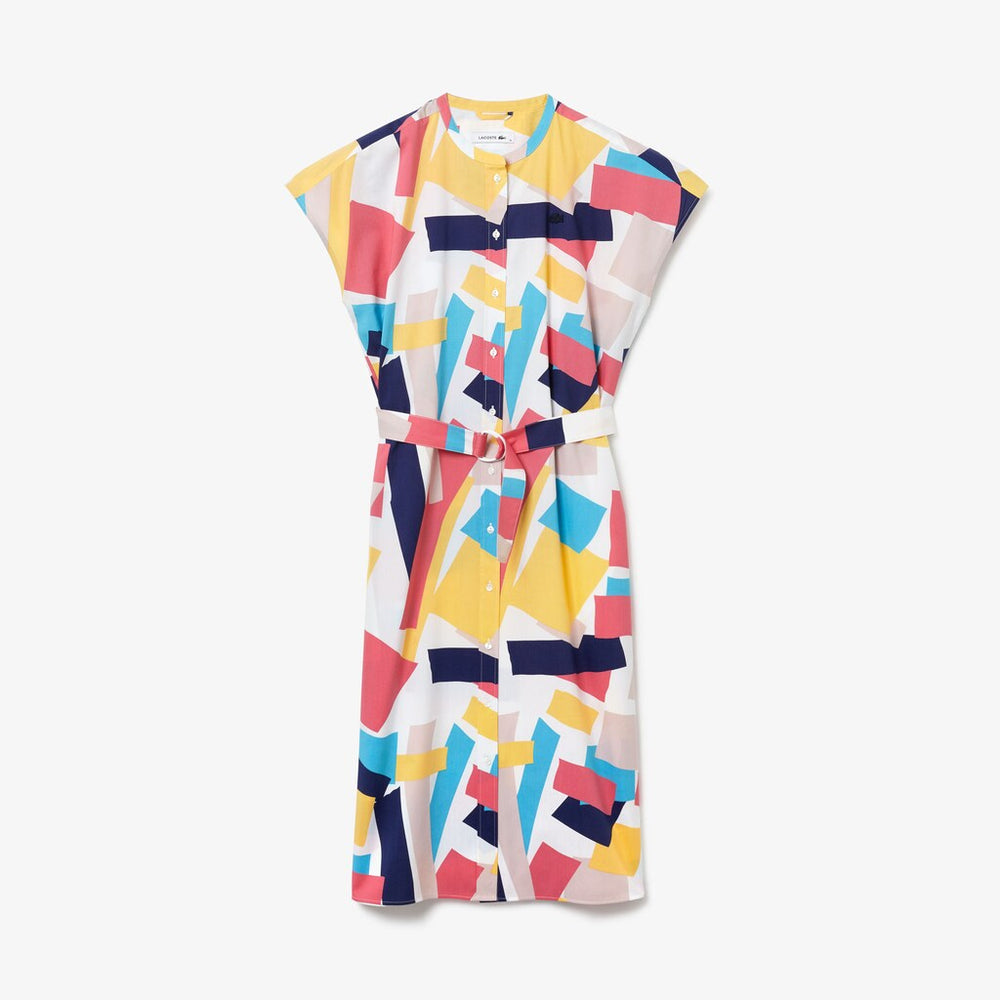Womens Wo  Abstract-Print  Shirtdress | Lacoste White • Sbh