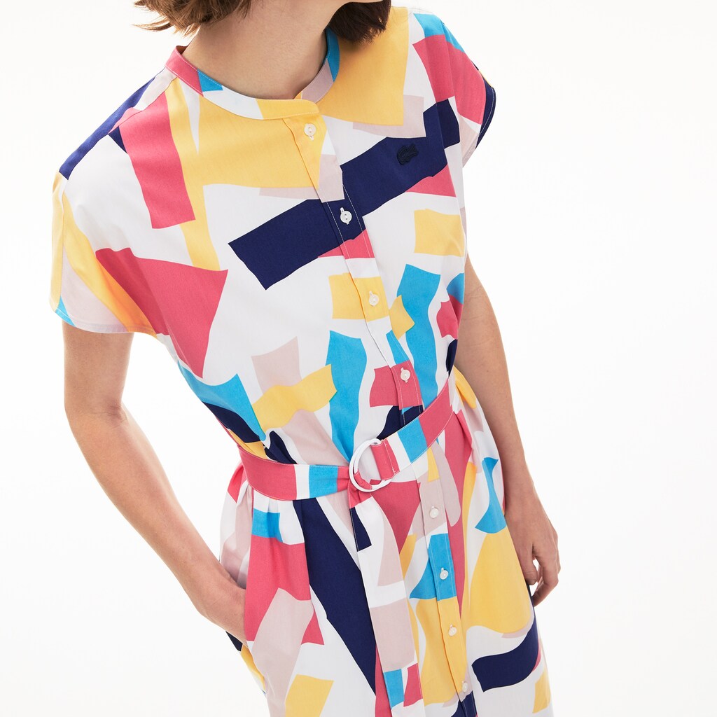Womens Wo  Abstract-Print  Shirtdress | Lacoste White • Sbh