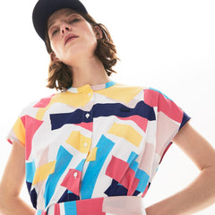 Womens Wo  Abstract-Print  Shirtdress | Lacoste White • Sbh