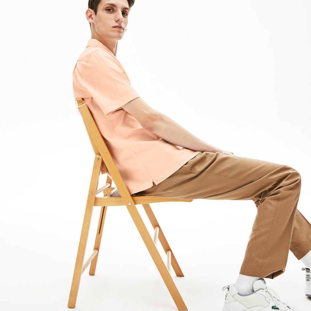 Mens   Regular Fit Cotton and Linen Shirt | Lacoste Light Pink • Z0E