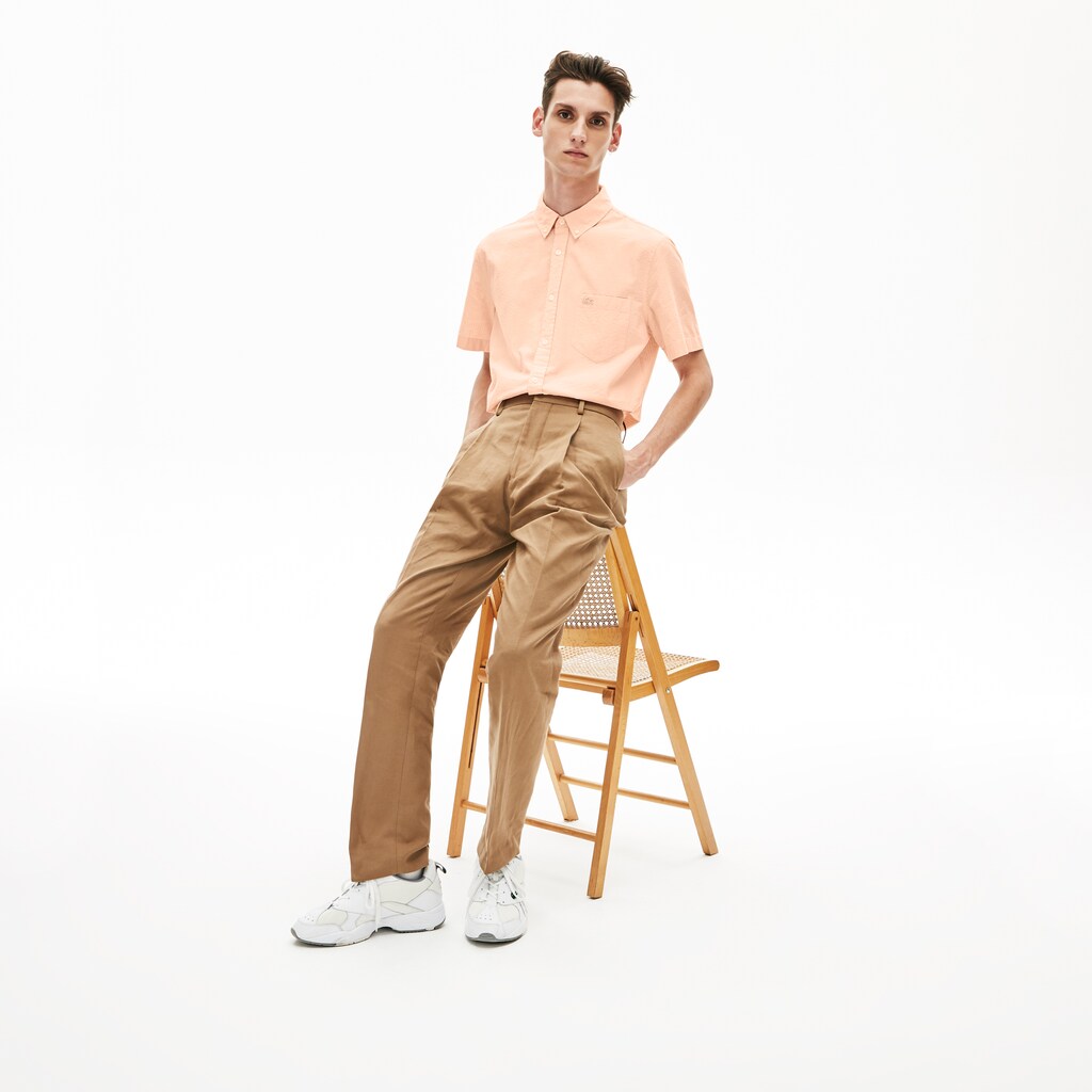 Mens   Regular Fit Cotton and Linen Shirt | Lacoste Light Pink • Z0E