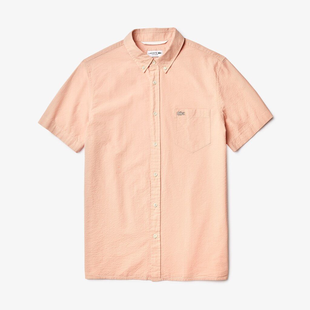 Mens   Regular Fit Cotton and Linen Shirt | Lacoste Light Pink • Z0E