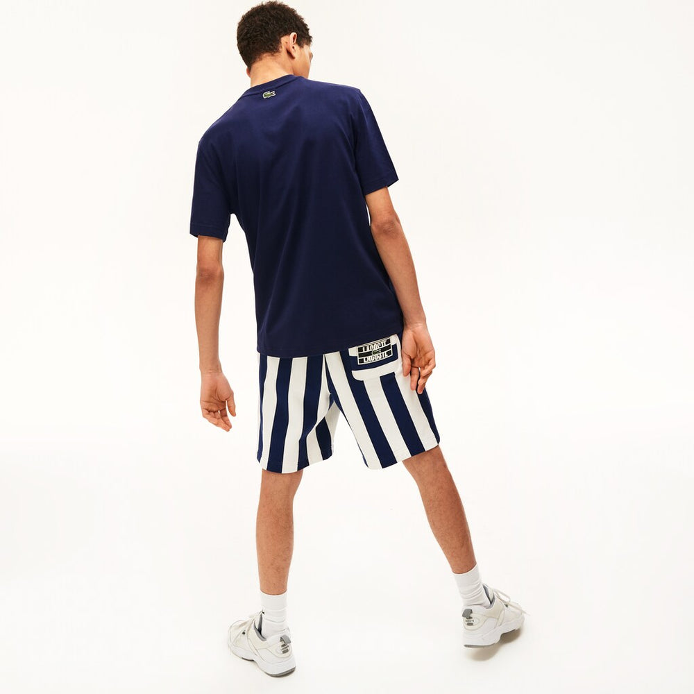 Mens/Womens Unisex LIVE Lacostism Print Cotton T-Shirt | Lacoste Navy Blue • 166