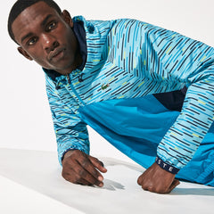 Mens   SPORT Hooded Tennis Windbreaker | Lacoste Turquoise / Navy Blue / Turquoise / Yellow / White • Y44