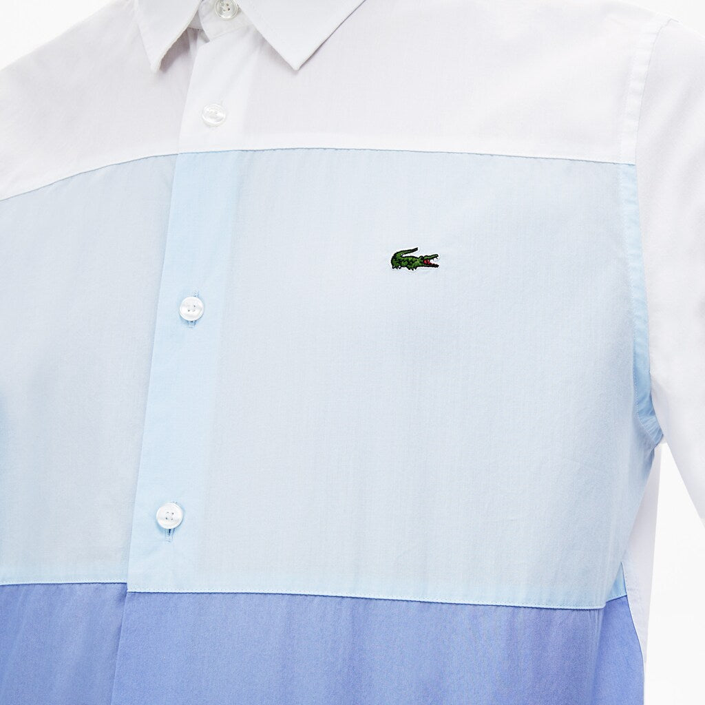 Mens   Regular Fit Colorblock Cotton Shirt | Lacoste Navy Blue / Purple / Light Blue / White • Ndj