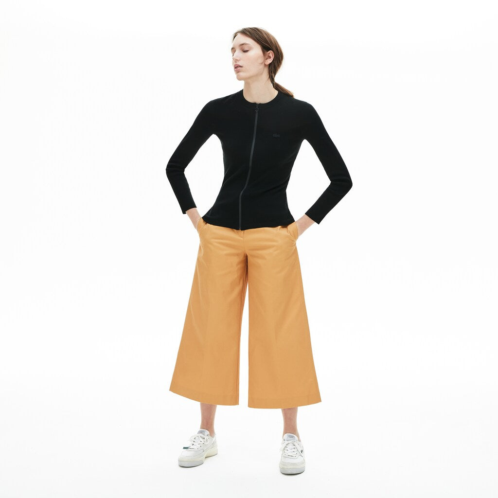 Womens Wo  Full Zip Crew Neck Cardigan | Lacoste Black • 031