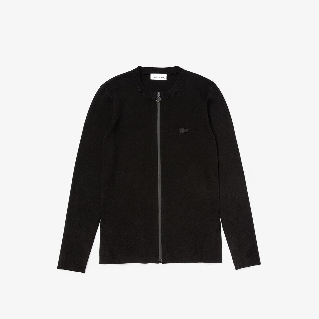 Womens Wo  Full Zip Crew Neck Cardigan | Lacoste Black • 031