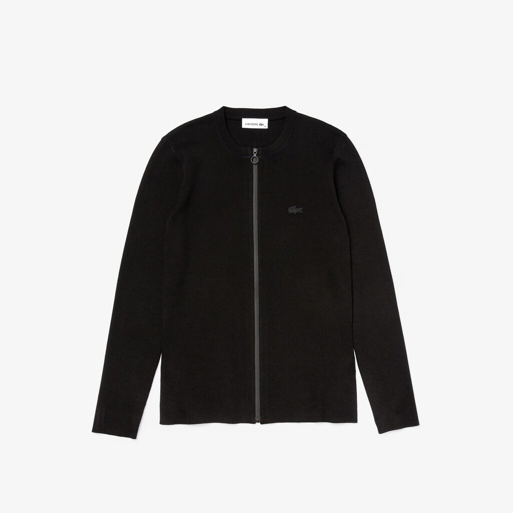 Womens Wo  Full Zip Crew Neck Cardigan | Lacoste Black • 031