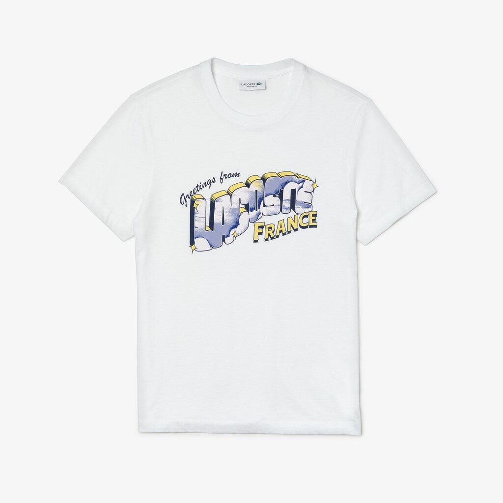 Mens   Graphic Print Regular Fit Cotton T-shirt | Lacoste White • 001