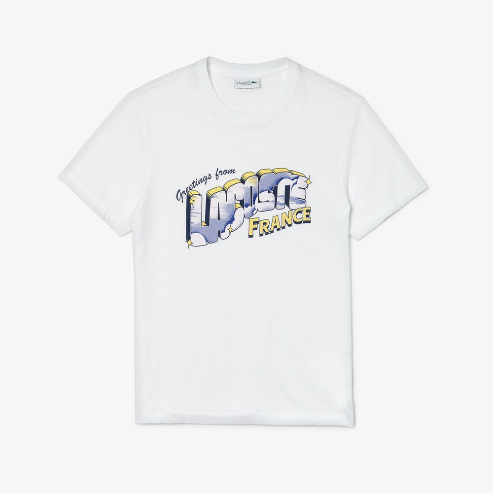 Mens   Graphic Print Regular Fit Cotton T-shirt | Lacoste White • 001