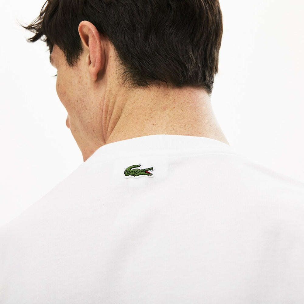 Mens   Graphic Print Regular Fit Cotton T-shirt | Lacoste White • 001