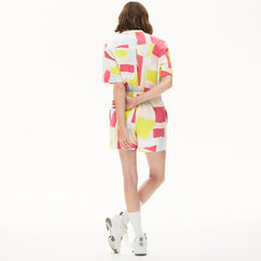 Womens Wo  Abstract-Print Cotton Poplin Shorts | Lacoste Yellow / White • Tcz