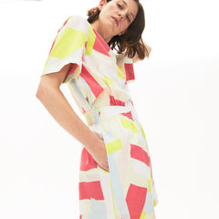 Womens Wo  Abstract-Print Cotton Poplin Shorts | Lacoste Yellow / White • Tcz