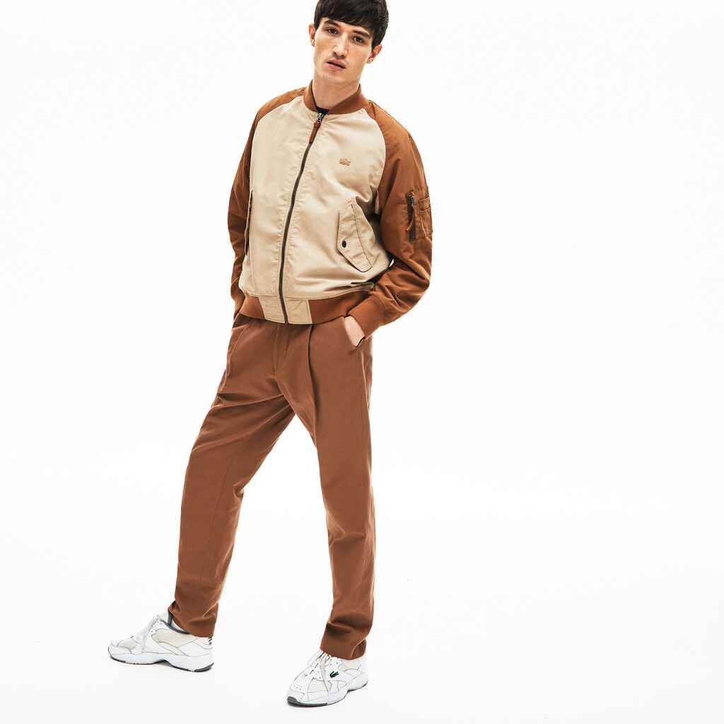 Mens   BiColor Reversible Lightweight Bomber | Lacoste Beige / Brown / Navy Blue • Rhl