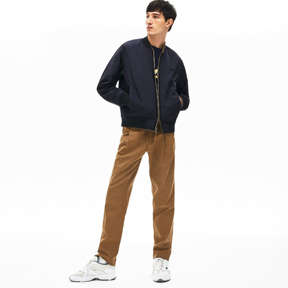 Mens   BiColor Reversible Lightweight Bomber | Lacoste Beige / Brown / Navy Blue • Rhl