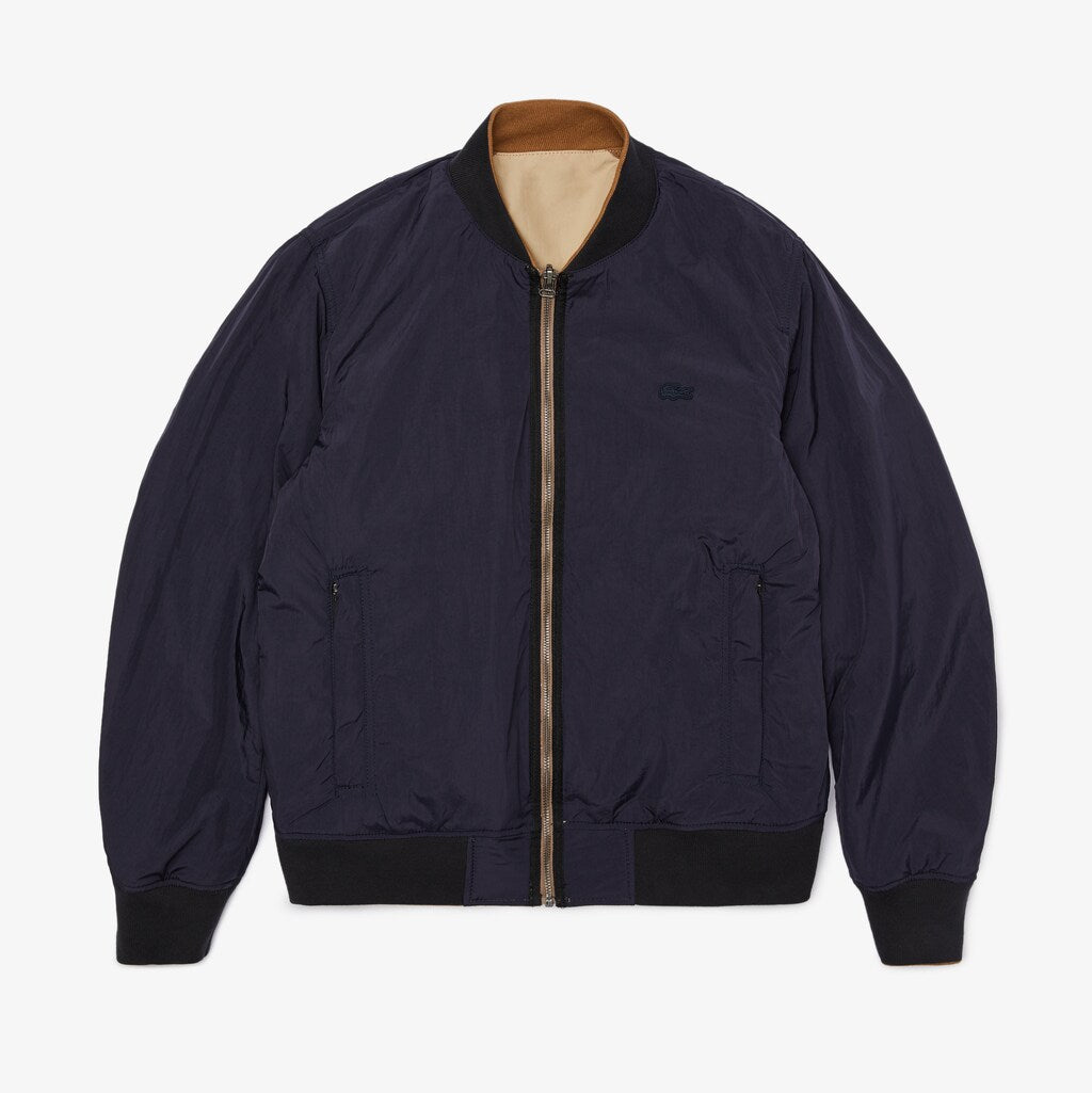 Mens   BiColor Reversible Lightweight Bomber | Lacoste Beige / Brown / Navy Blue • Rhl