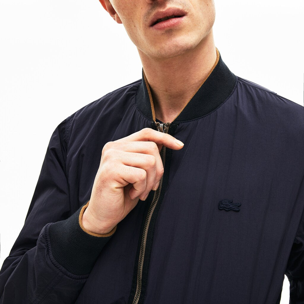 Mens   BiColor Reversible Lightweight Bomber | Lacoste Beige / Brown / Navy Blue • Rhl