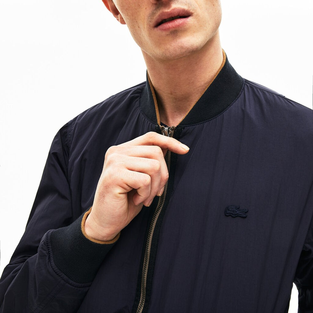 Mens   BiColor Reversible Lightweight Bomber | Lacoste Beige / Brown / Navy Blue • Rhl