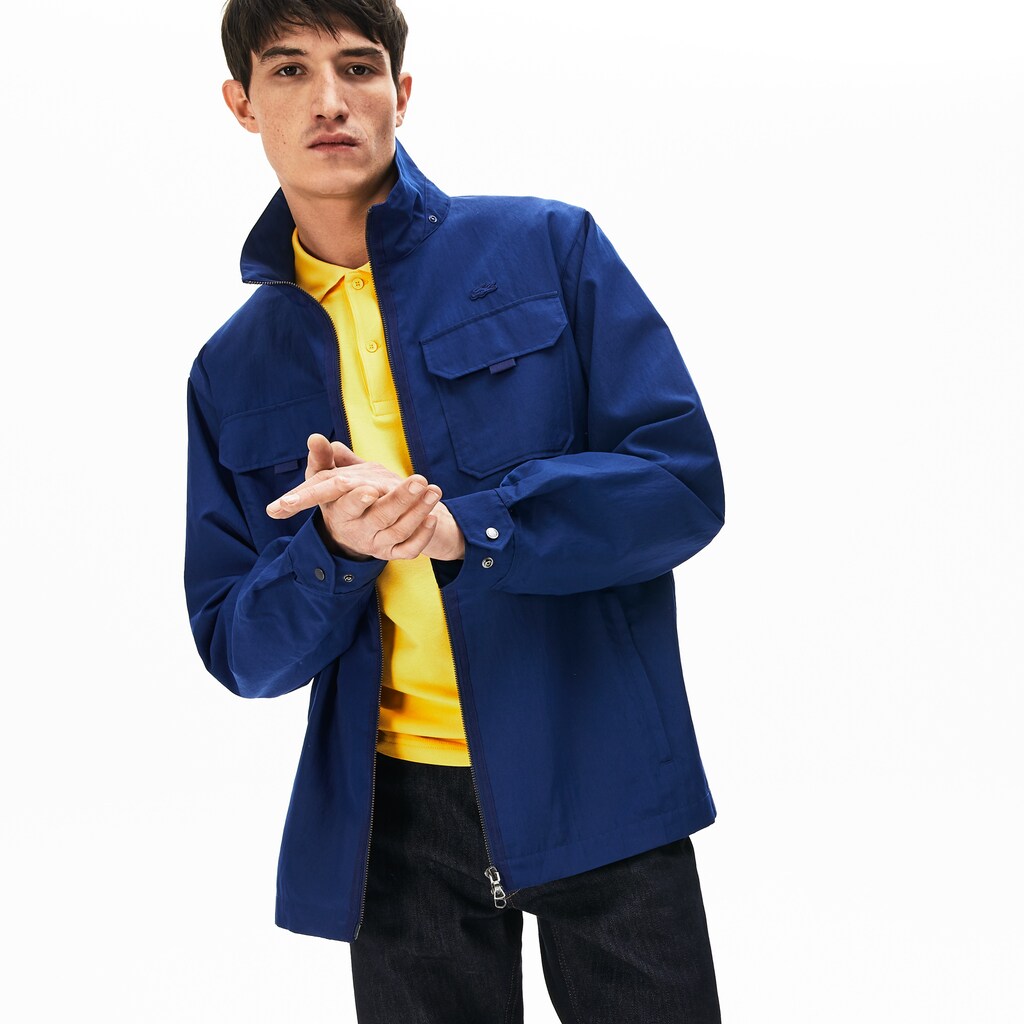 Mens   Lightweight Detachable-Hood Jacket | Lacoste Navy Blue • F9F